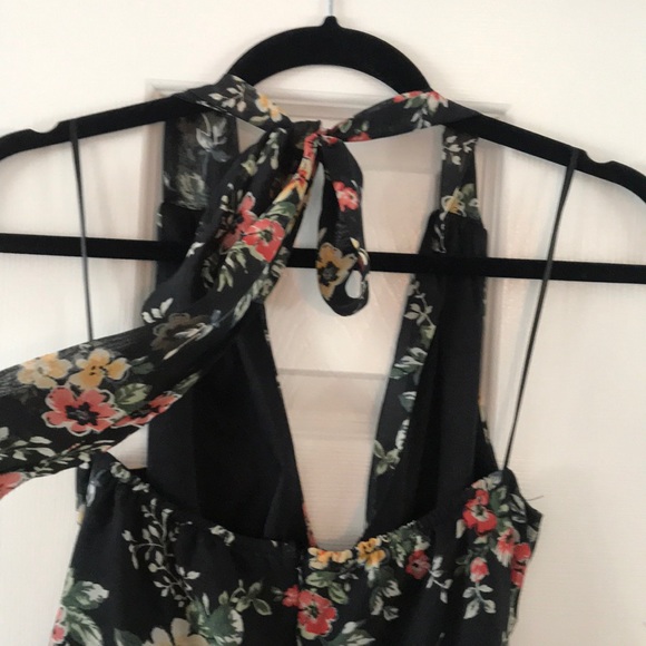 Black floral maxi with halter neck - Picture 2 of 3